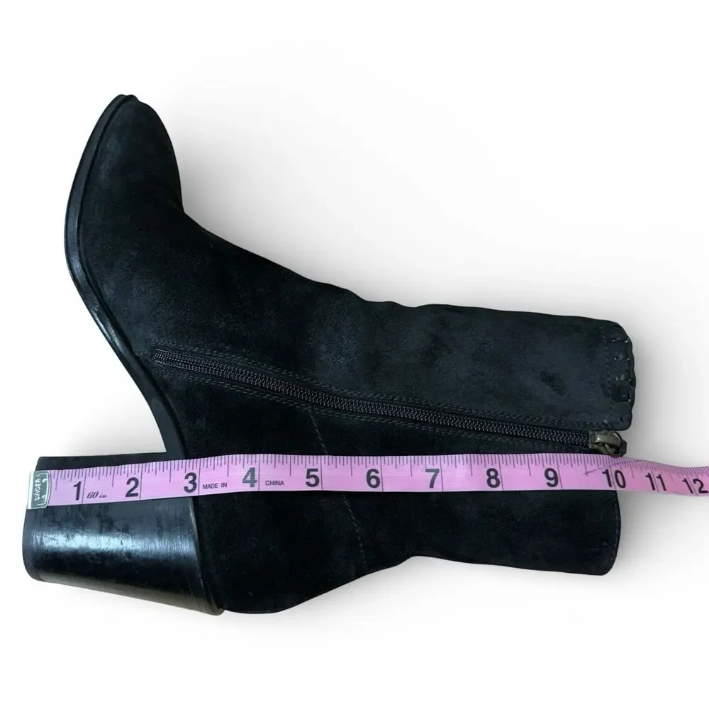 Frye Giovanna Suede Boots Sz 10 Block Heel Rodeo Leather Black Boho Western 3”